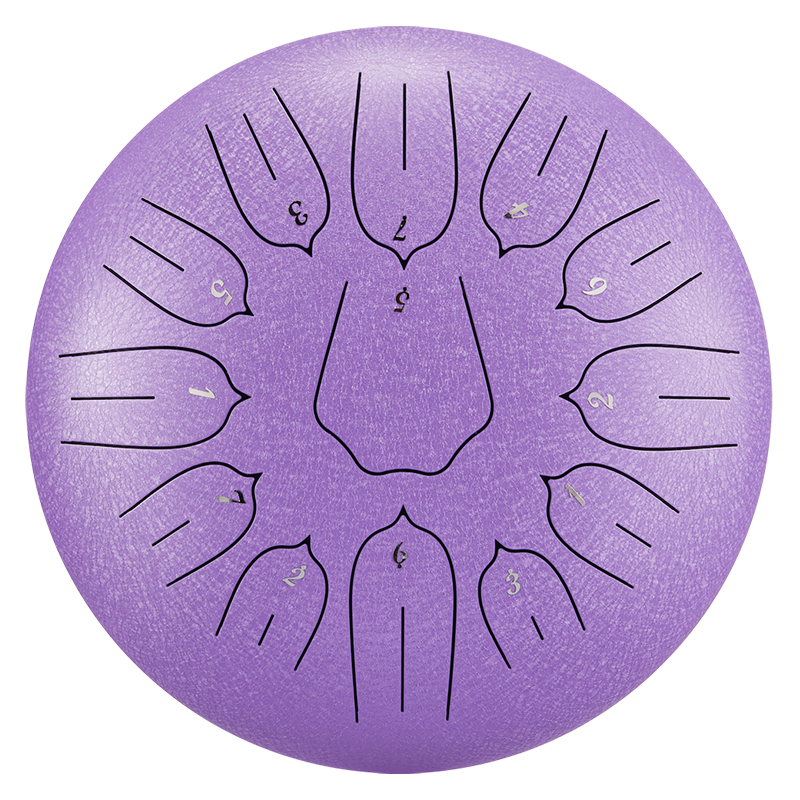 HUASHU Dzwon z żelaza węglowego 12 cali 13 nut C-dur do terapii dźwiękowej - Dzwon z lotosem z pionowym wzorem.