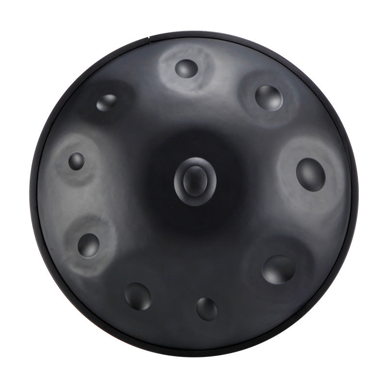 HLURU Nitride Steel Gray Handpan Drum 22 Inch 10 Notes D-Kurd Handpan for Meditation - Level B Rubber Edge