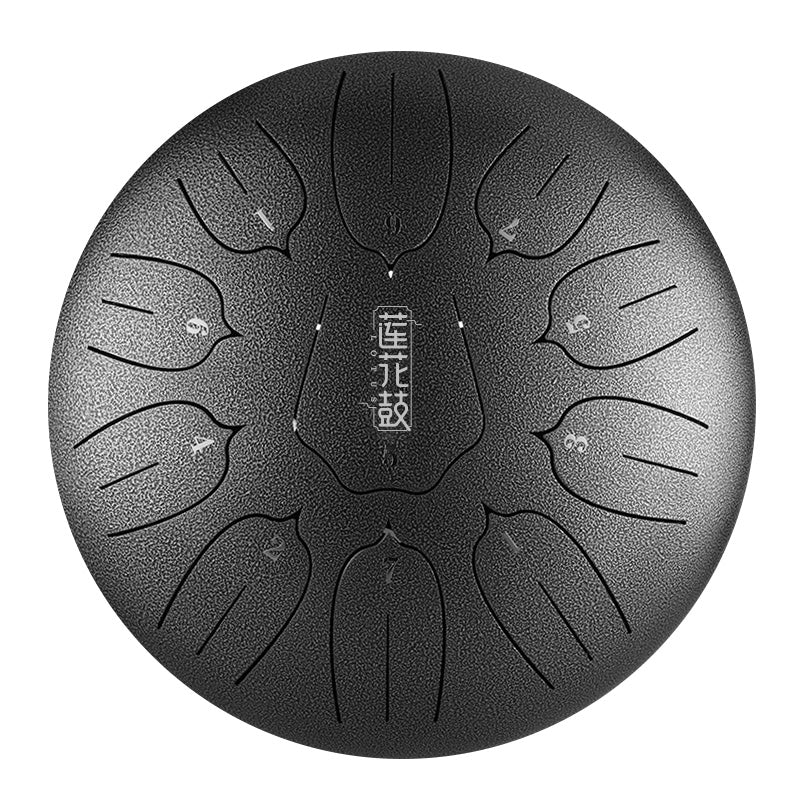 HUASHU Dzwon zębowy z stali węglowej 12 cali 11 nut C-dur do medytacji - Dzwon zębowy lotosowy z pionowym wzorem