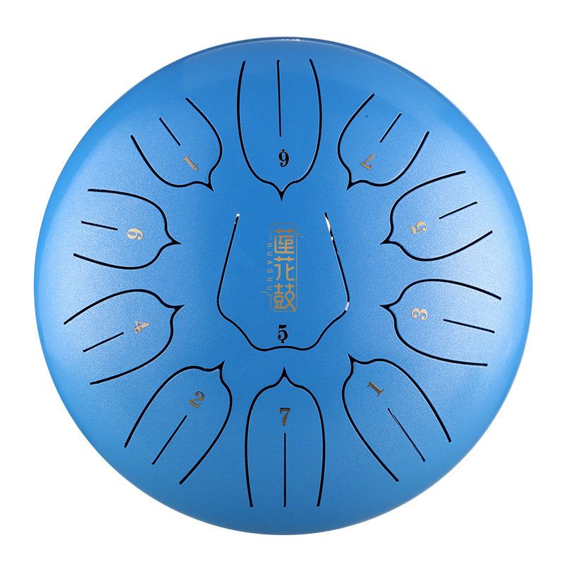 HUASHU Dzwon zębowy z stali węglowej 12 cali 11 nut C-dur do medytacji - Dzwon zębowy lotosowy z pionowym wzorem