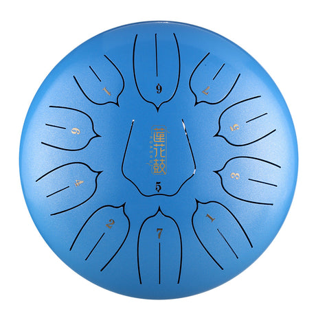 HUASHU Dzwon zębowy z stali węglowej 10 cali 11 nut D-dur na medytację - Dzwon zębowy lotosowy z pionowym wzorem