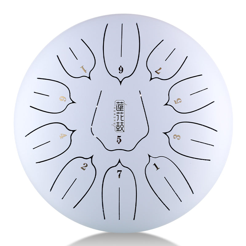 HUASHU Dzwon zębowy z stali węglowej 12 cali 11 nut C-dur do medytacji - Dzwon zębowy lotosowy z pionowym wzorem