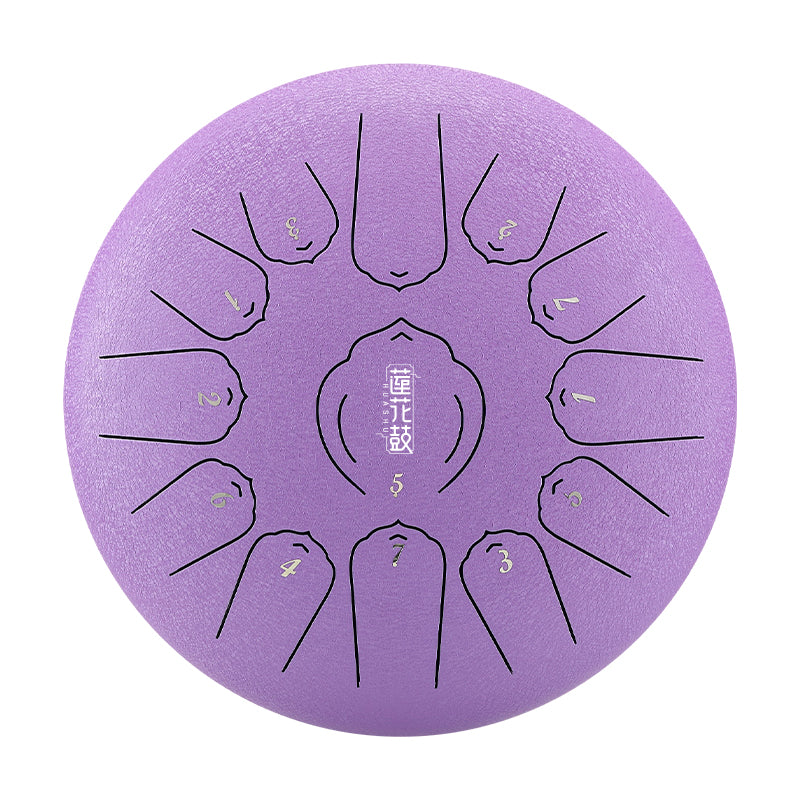 HUASHU Dzwon zębowy z stali węglowej 12 cali 13 nut C-dur do terapii muzycznej - Dzwon zębowy z lotosem flotującym