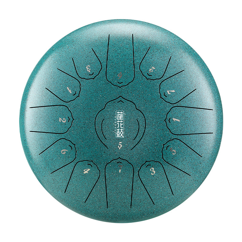 HUASHU Dzwon zębowy z stali węglowej 12 cali 13 nut C-dur do terapii muzycznej - Dzwon zębowy z lotosem flotującym