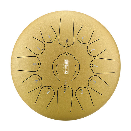 Huashu 탄소강 텅드럼 12인치 13음 C장조 음악 치료용 - 떠다니는 연꽃 텅드럼