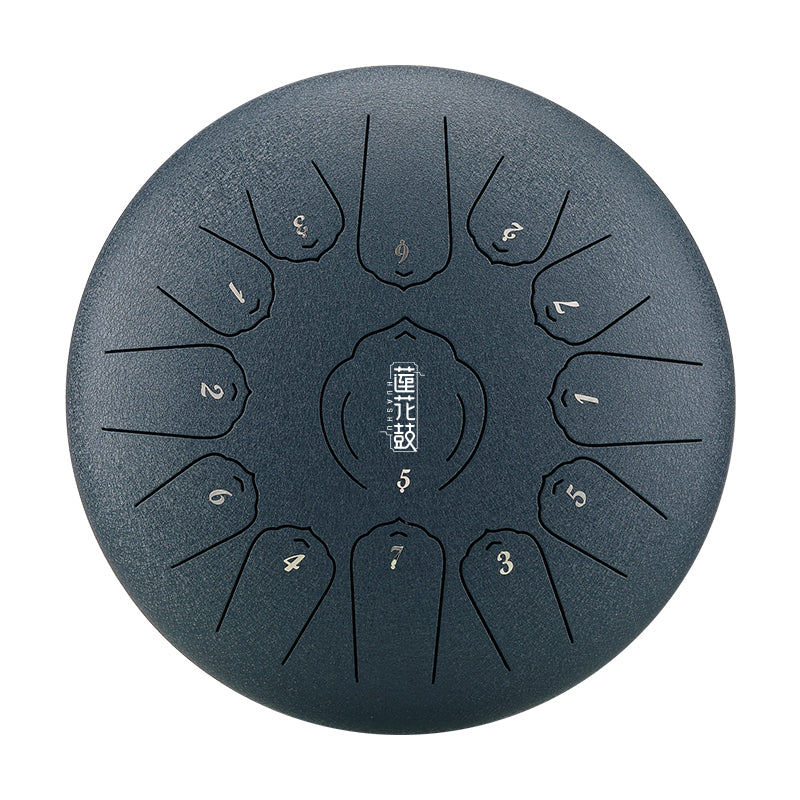 HUASHU Dzwon zębowy z stali węglowej 12 cali 13 nut C-dur do terapii muzycznej - Dzwon zębowy z lotosem flotującym