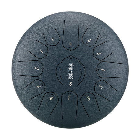 Huashu 탄소강 텅드럼 12인치 13음 C장조 음악 치료용 - 떠다니는 연꽃 텅드럼