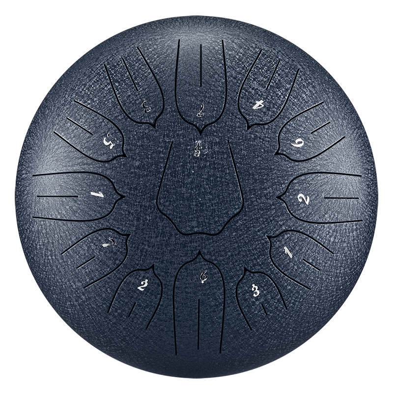 HUASHU Dzwon z żelaza węglowego 12 cali 13 nut C-dur do terapii dźwiękowej - Dzwon z lotosem z pionowym wzorem.