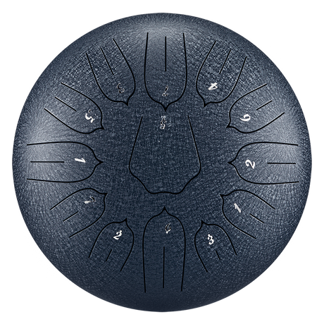 HUASHU Dzwon z żelaza węglowego 12 cali 13 nut C-dur do terapii dźwiękowej - Dzwon z lotosem z pionowym wzorem.