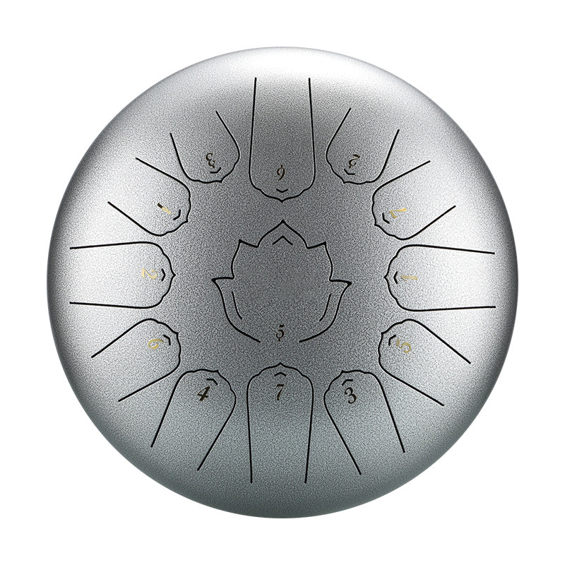 HUASHU Dzwon zębowy z stali węglowej 12 cali 13 nut C-dur do praktyk duchowych - Dzwon zębowy lotosowy