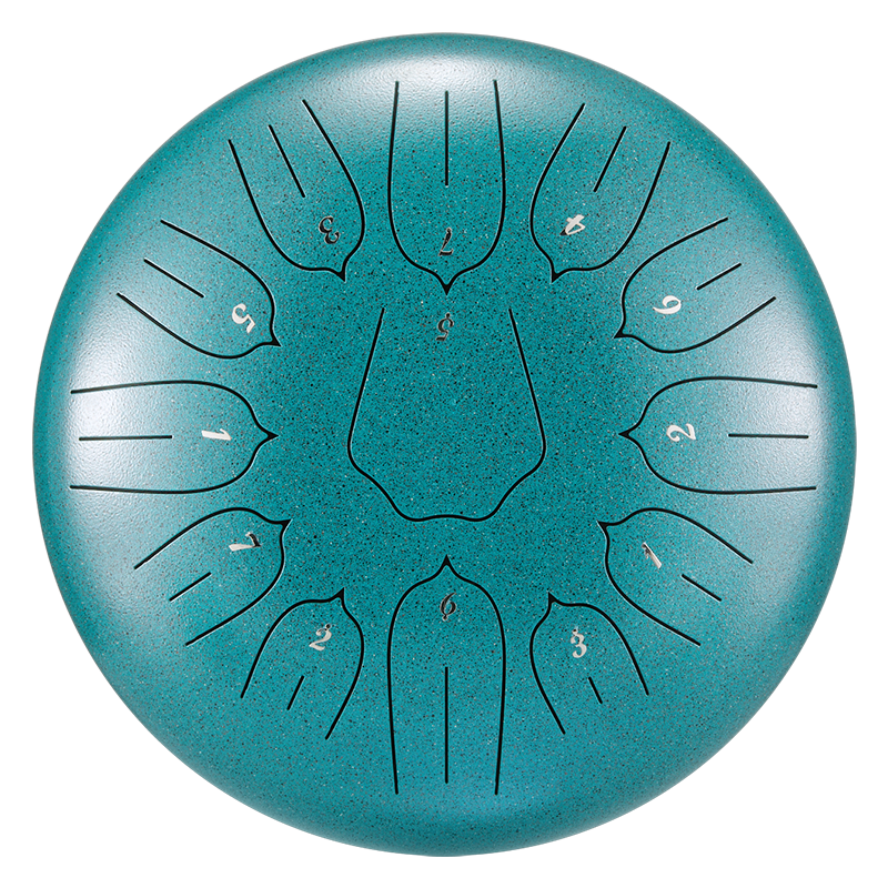 HUASHU Dzwon z żelaza węglowego 12 cali 13 nut C-dur do terapii dźwiękowej - Dzwon z lotosem z pionowym wzorem.