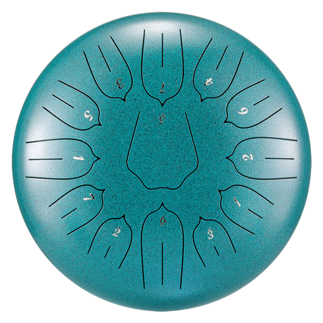 HUASHU Dzwon z żelaza węglowego 12 cali 13 nut C-dur do terapii dźwiękowej - Dzwon z lotosem z pionowym wzorem.