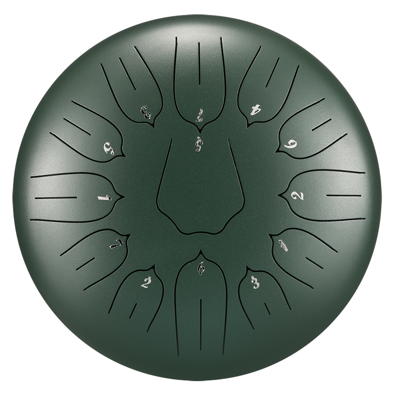 HUASHU Dzwon z żelaza węglowego 12 cali 13 nut C-dur do terapii dźwiękowej - Dzwon z lotosem z pionowym wzorem.