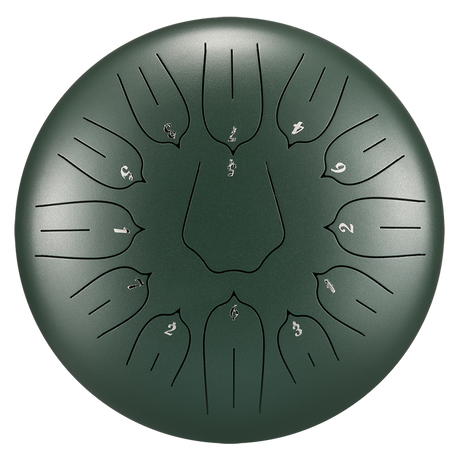 HUASHU Dzwon z żelaza węglowego 12 cali 13 nut C-dur do terapii dźwiękowej - Dzwon z lotosem z pionowym wzorem.