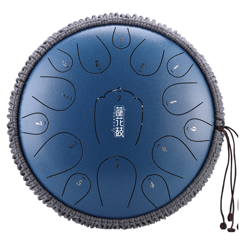 HUASHU Dzwójka z żelaza węglowego 13 cali 15 nut D-dur na rozrywki dla rodziny - Ulepszona Dzwójka z żelaza węglowego w kształcie lotosu