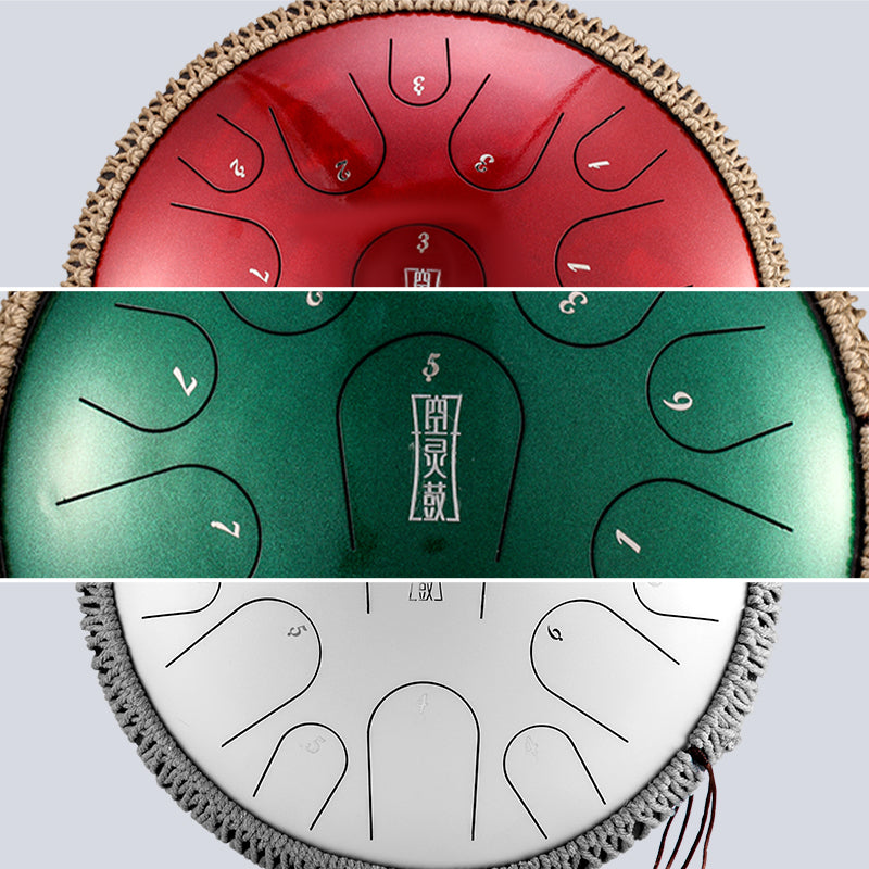 HLURU Mikroaluminiowany Stalowy Tamburyn 14 Cali 15 Notek z Regularnym Obróbkiem na Celę Medytacji