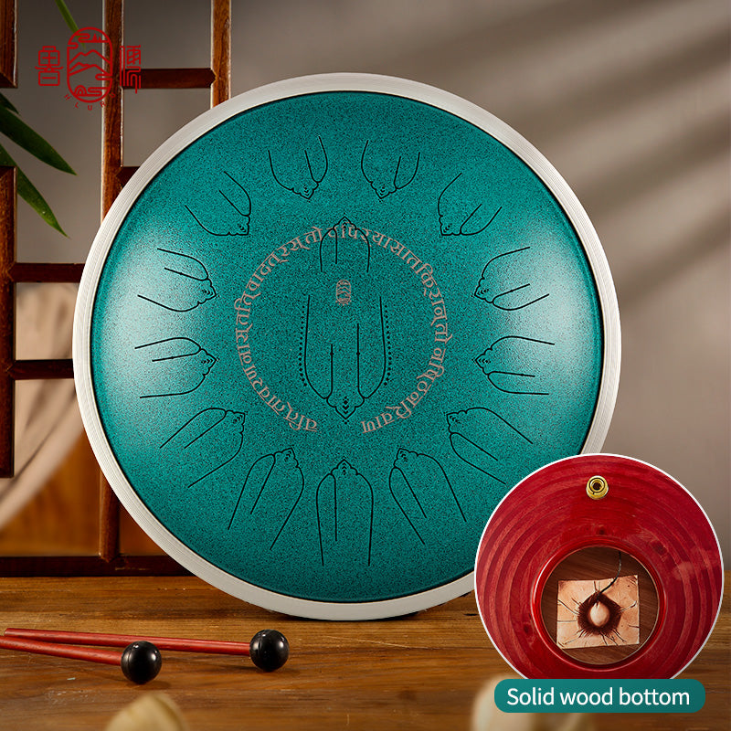 Hluru Mikroaluminiowany Stalowy Tamburyn 15 Not 14'' C Maj 440Hz na Medytację - Eq Healing