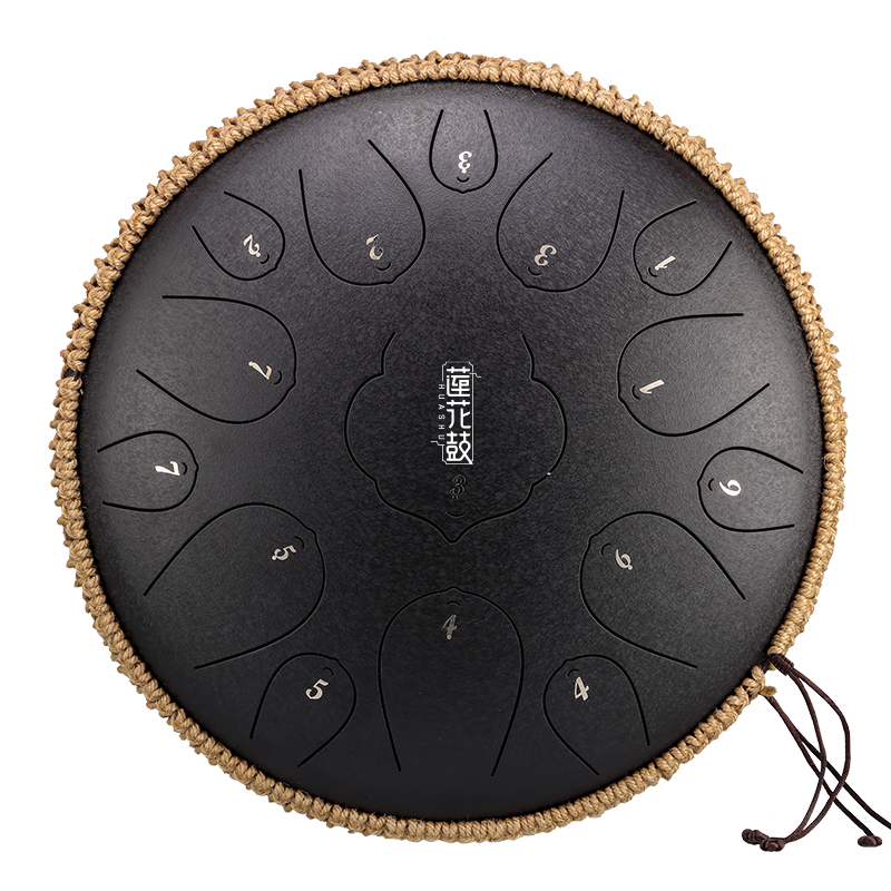 HUASHU Dzwonki z stali węglowej 13 cali 15 nut D-dur do relaksacji - Dzwonki z językiem THD Lotus