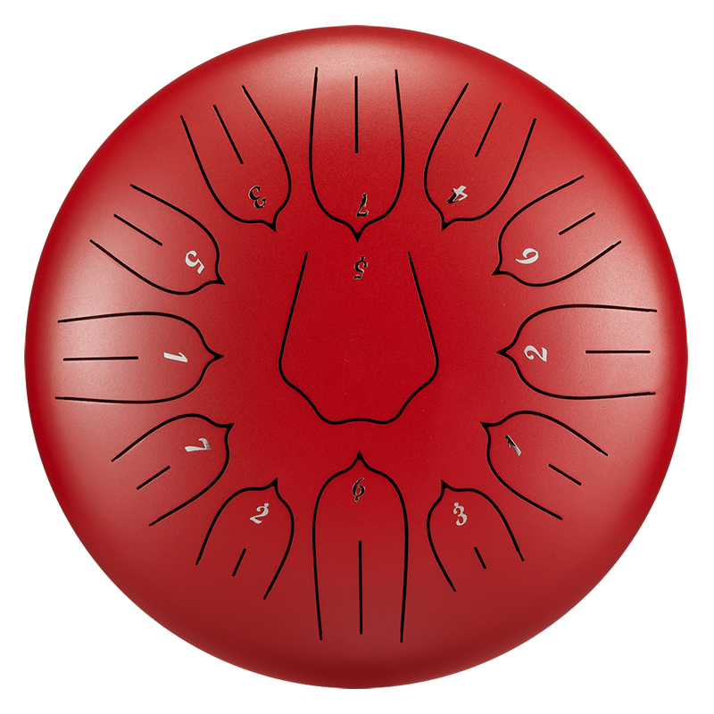 HUASHU Dzwon z żelaza węglowego 12 cali 13 nut C-dur do terapii dźwiękowej - Dzwon z lotosem z pionowym wzorem.