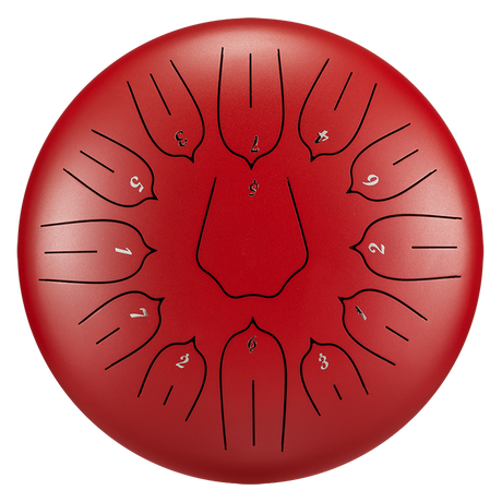 HUASHU Dzwon z żelaza węglowego 12 cali 13 nut C-dur do terapii dźwiękowej - Dzwon z lotosem z pionowym wzorem.