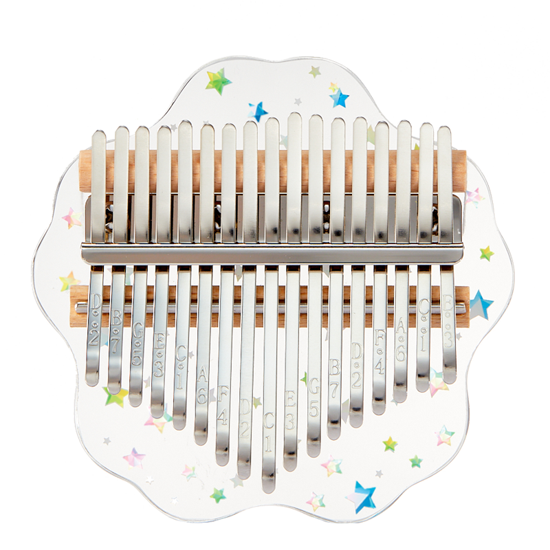 【Engravable】Huashu 17/21 Keys Acrylic C Major Kalimba for Music Therapy - Transparent Starry Sakura
