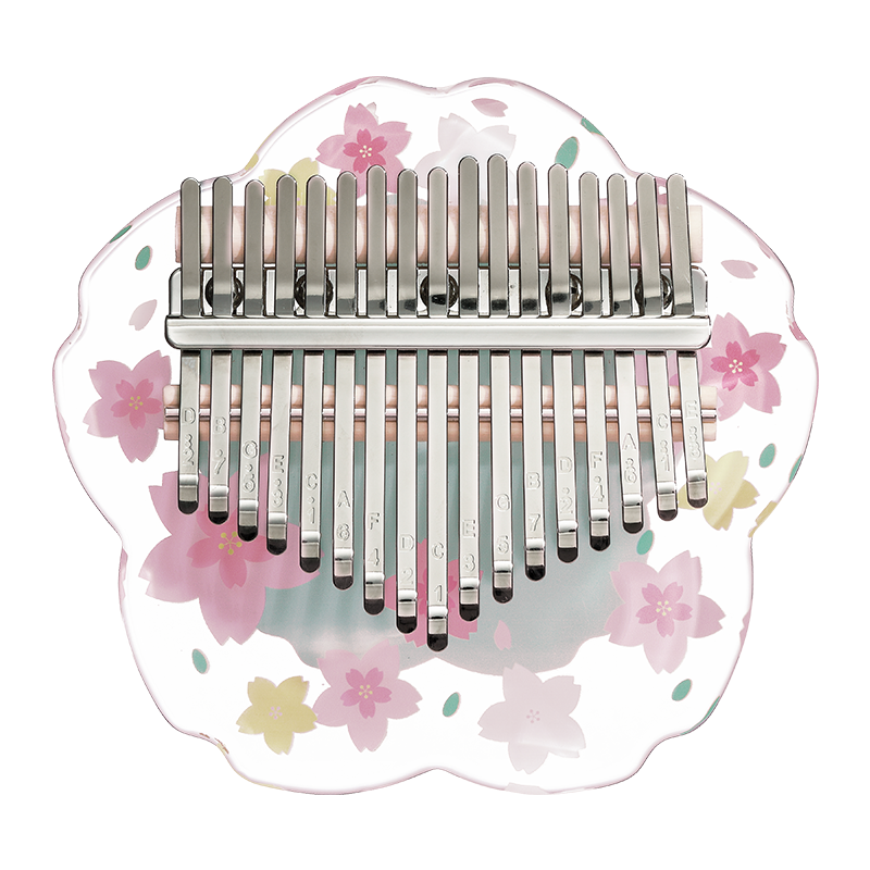 【Engravable】Huashu 17/21 Keys Acrylic C Major Kalimba for Meditation - Transparent Green Sakura