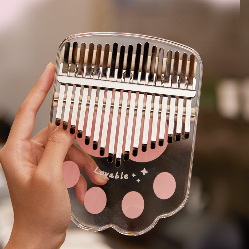 【Engravable】Huashu 17/21 Keys Acrylic C Major Kalimba for Relaxation - Cat's Paw