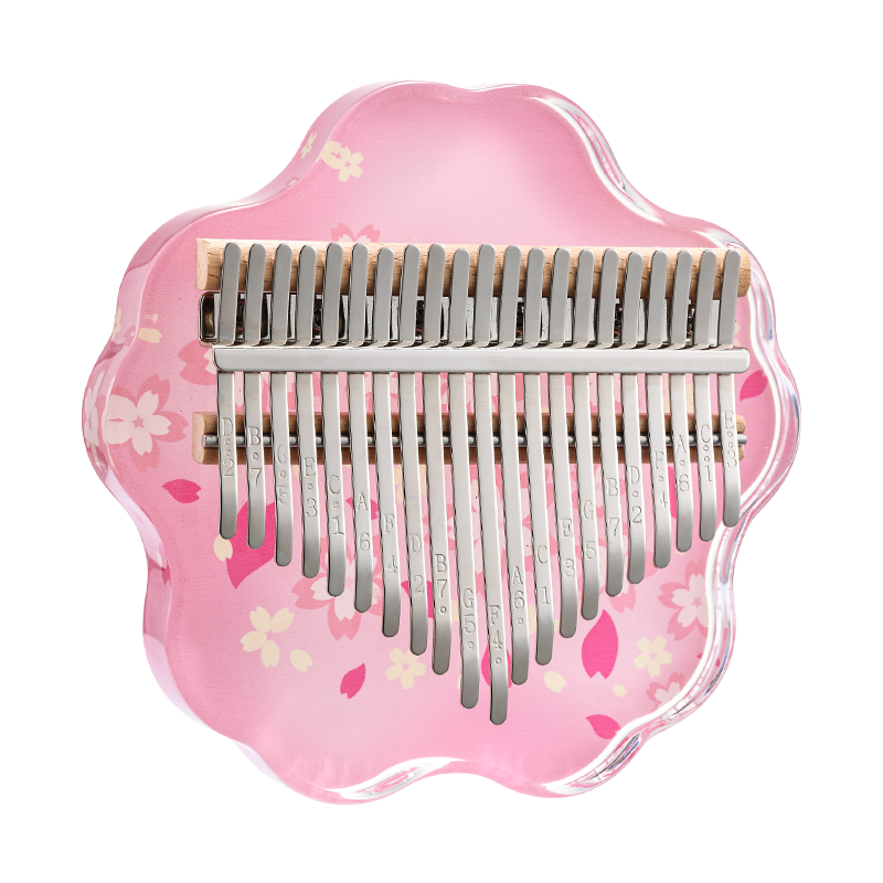 【Engravable】Huashu 17/21 Keys Acrylic 【Engravable】C Major Kalimba for Mindfulness - Printing Sakura