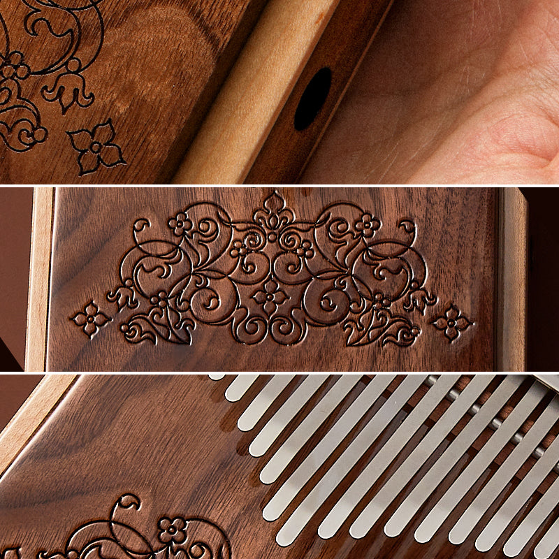 Hluru 21 Keys Black Walnut & Maple C Major Kalimba for Early Childhood Education - Double Layer of Wah-Wah