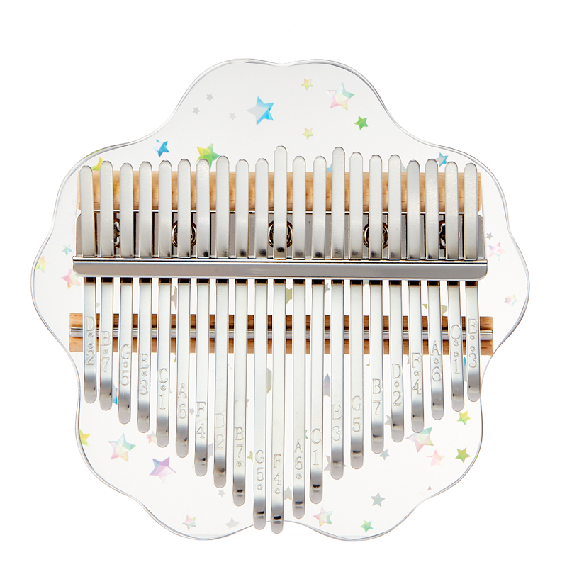 【Engravable】Huashu 17/21 Keys Acrylic C Major Kalimba for Music Therapy - Transparent Starry Sakura