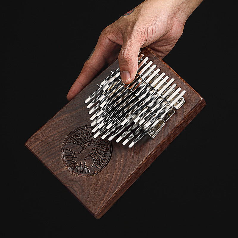 HLURU Schwarze Walnuss Chromatischer Kalimba 24 Tasten B und C Dur Daumenklavier für Meditation - Klasse A Baum des Lebens