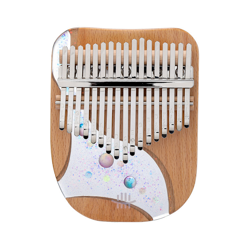 Hluru 17/21 Keys Beech & Epoxy Resin C Major Kalimba for Prenatal Education - Sparkling Planet