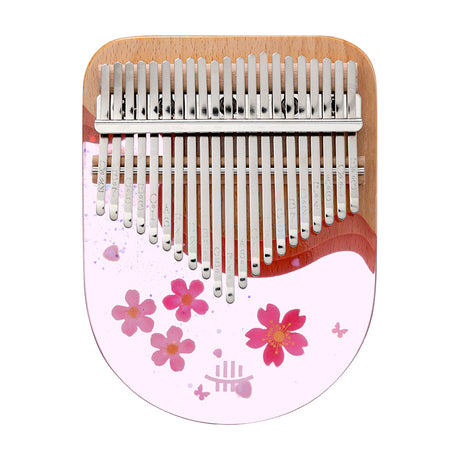 Hluru 17/21 Keys Beech & Epoxy Resin C Major Kalimba for Relaxation - Pink Sakura