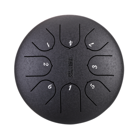 Huashu 탄소강 텅드럼 6인치 8음 C장조 명상용 - 수직 줄무늬 연꽃 텅드럼