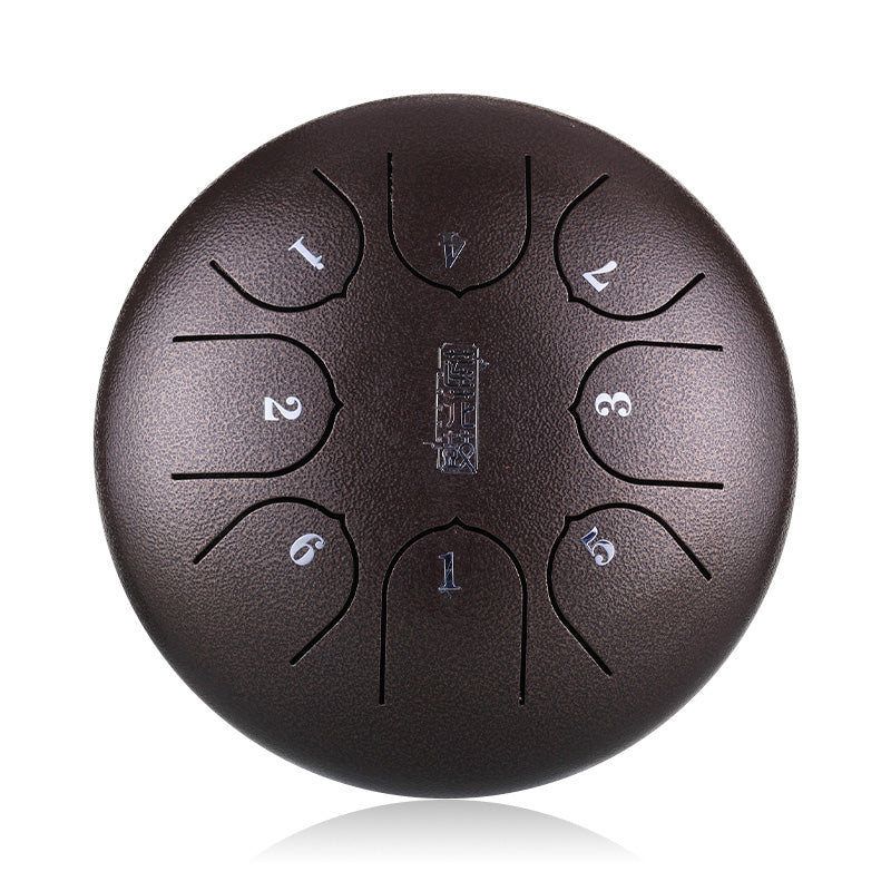 HUASHU Dzwon zębaty z stali węglowej 6 cali 8 nut C-dur do medytacji - Dzwon zębaty lotosowy z pionowym wzorem