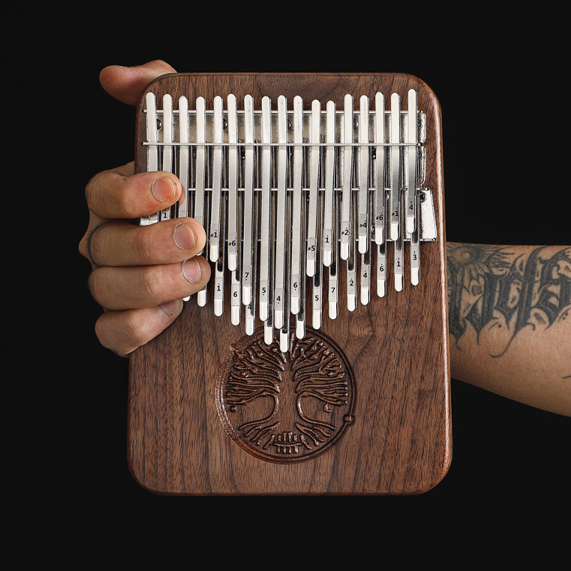 HLURU Kalimba cromático de nogal negro de 38 teclas en Do mayor, piano de pulgar para relajación - Clase A Árbol de la vida