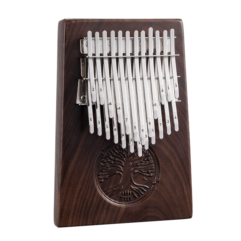 HLURU Schwarze Walnuss Chromatischer Kalimba 24 Tasten B und C Dur Daumenklavier für Meditation - Klasse A Baum des Lebens