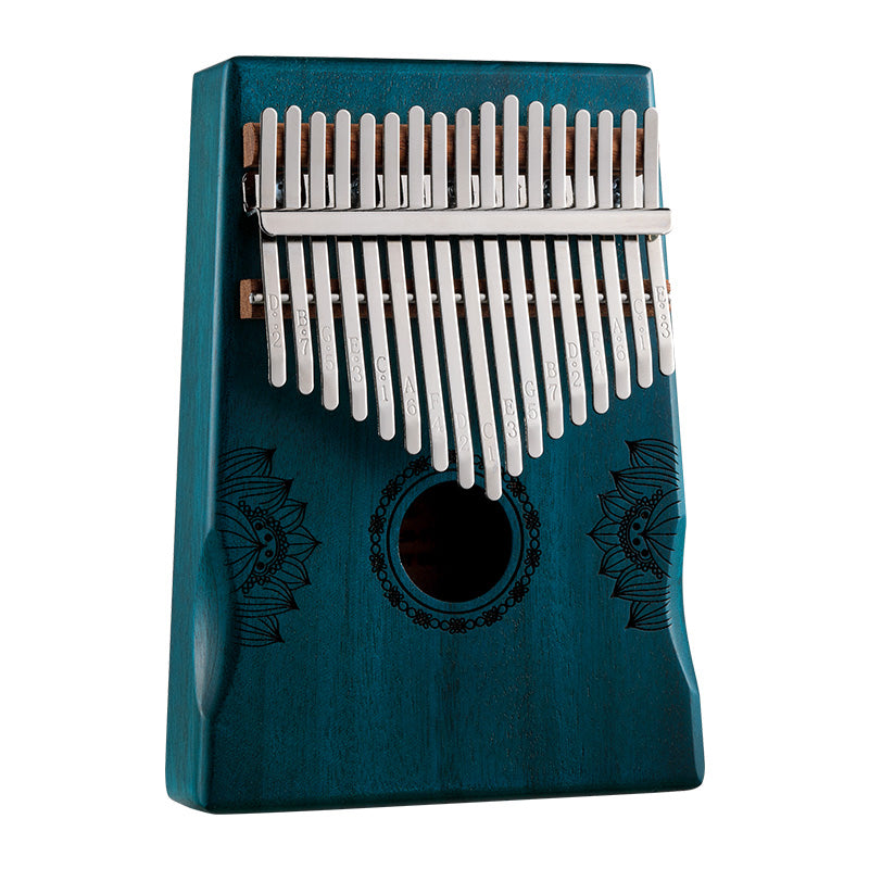 HUASHU Kalimba Daumenklavier 17 Tasten/21 Tasten C-Dur Mahagoni-Kern für Yoga - Hohle Lotus-Serie
