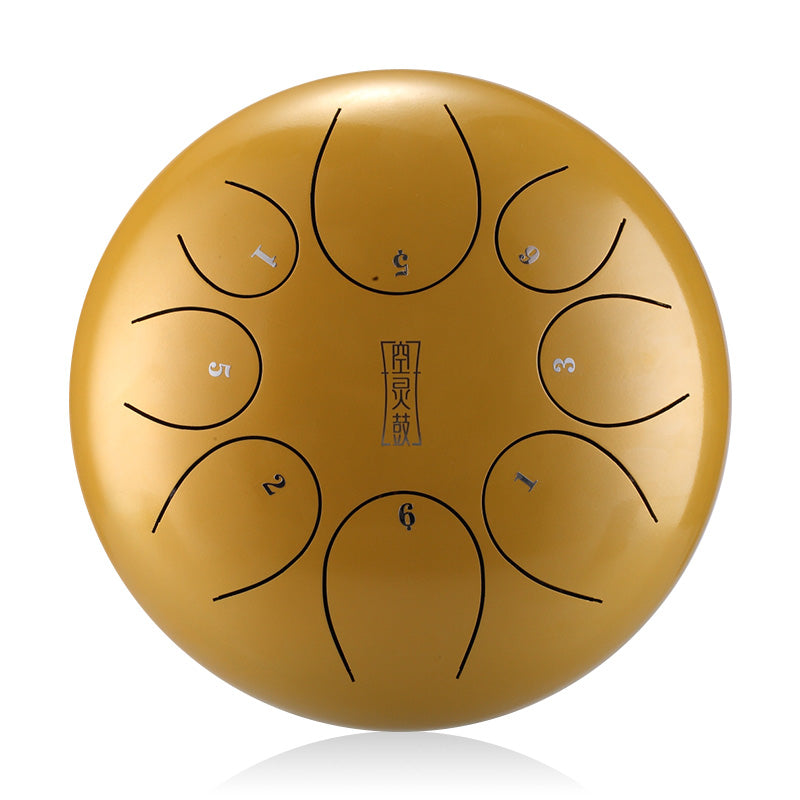 HUA SHU Stalowa trąbka z połyskującym stopem 8 cali 8 nut F-dur do yoga - okrągła trąbka z językiem