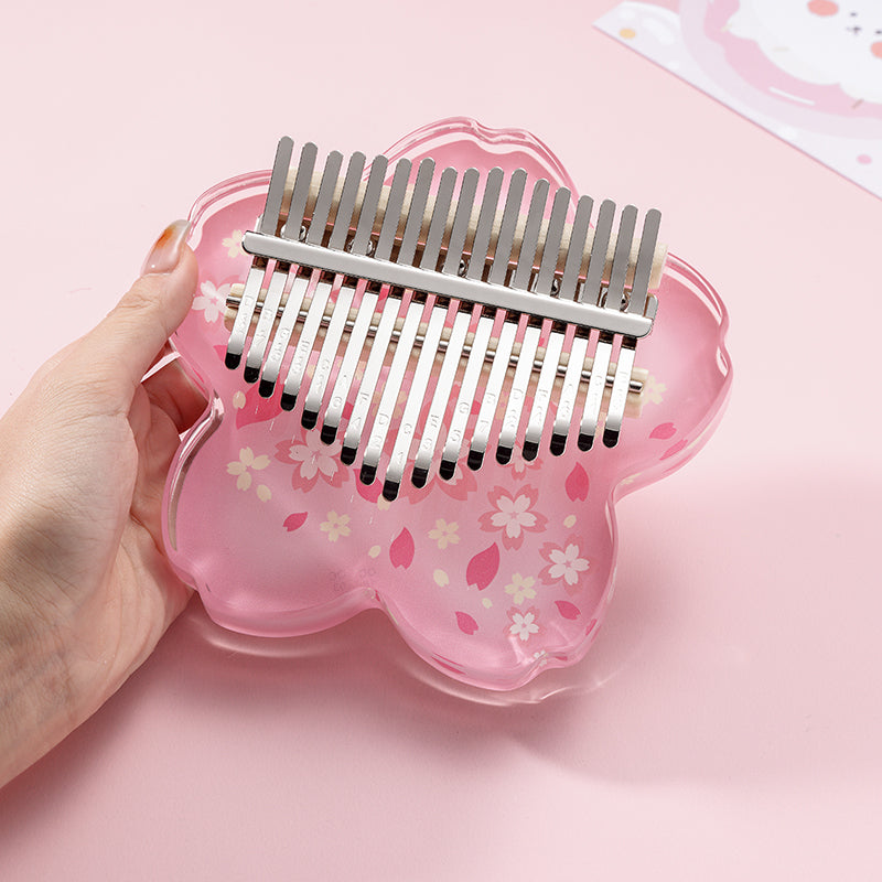 【Engravable】Huashu 17/21 Keys Acrylic 【Engravable】C Major Kalimba for Mindfulness - Printing Sakura