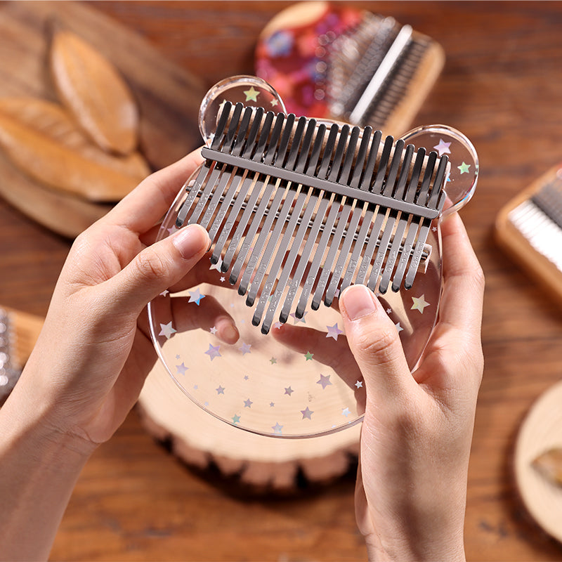 【Engravable】Huashu 17/21 Keys Acrylic C Major Kalimba for Sound Healing - Starry Bear