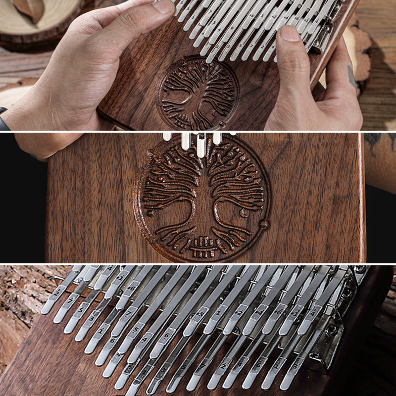 HLURU Schwarze Walnuss Chromatischer Kalimba 24 Tasten B und C Dur Daumenklavier für Meditation - Klasse A Baum des Lebens