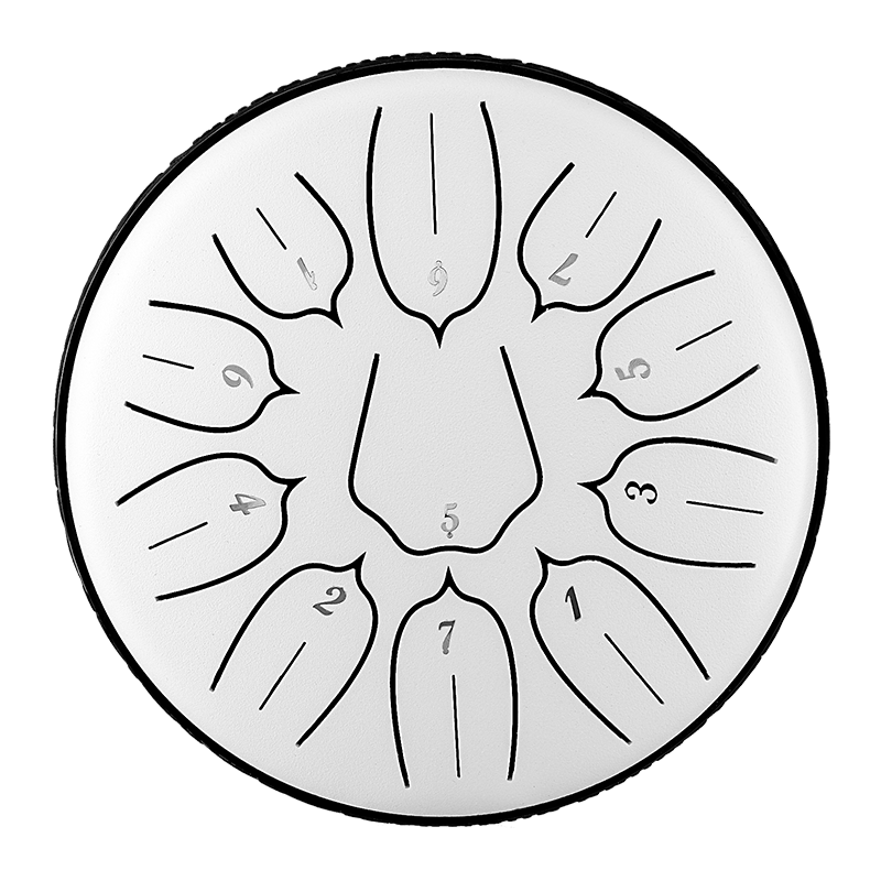 HUASHU Dzwonki z stali węglowej 6 cali 11 nut D5 Major do terapii muzycznej - Dzwonki z lotosami z pionowymi pasami
