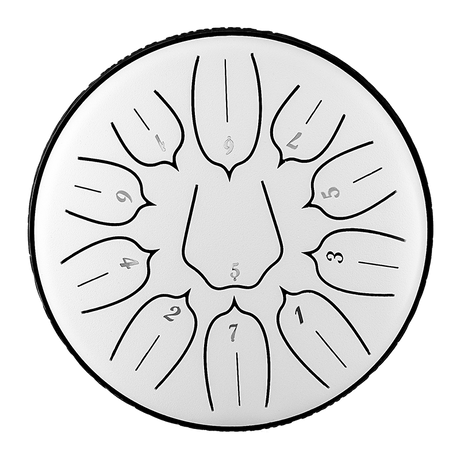 Huashu 탄소강 텅드럼 6인치 11음 D5 메이저 음악 치료용 - 수직 줄무늬 연꽃 텅드럼