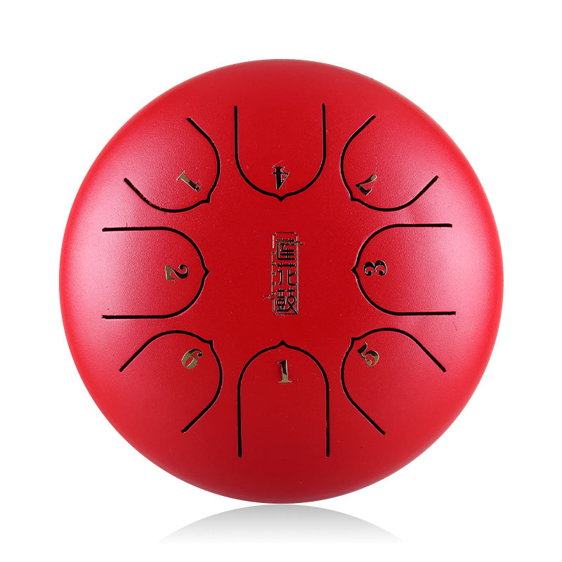 HUASHU Dzwon zębaty z stali węglowej 6 cali 8 nut C-dur do medytacji - Dzwon zębaty lotosowy z pionowym wzorem