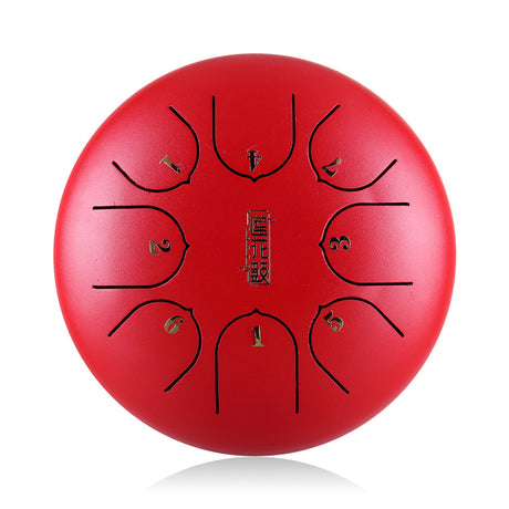 Huashu 탄소강 텅드럼 6인치 8음 C장조 명상용 - 수직 줄무늬 연꽃 텅드럼