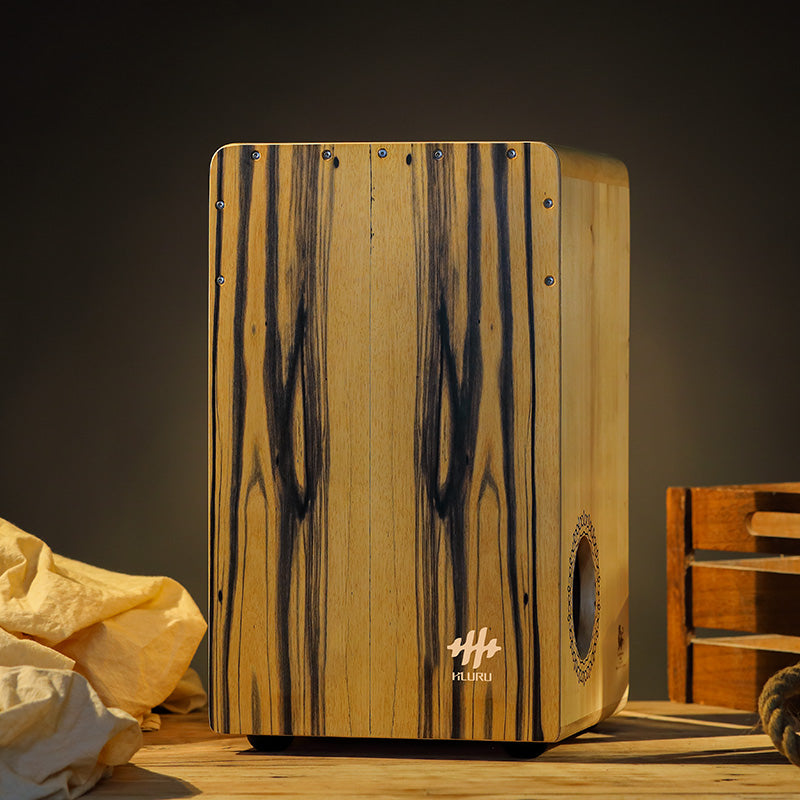 HLURU Cajón Drum Percussion Box Drum do relaksu - Biały Tygrys