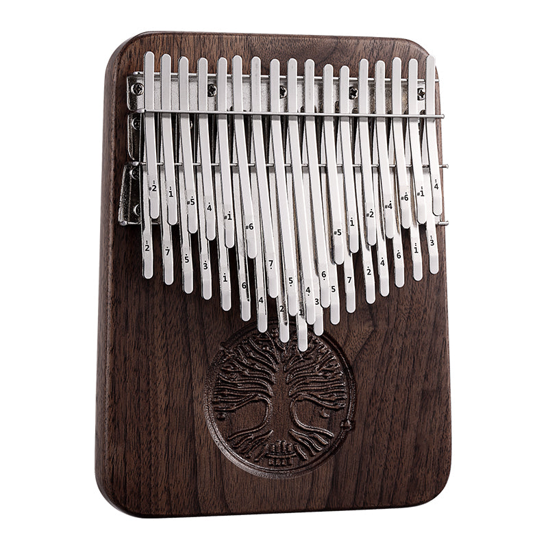 HLURU 34 Tasten Schwarz Nussbaum Chromatischer Kalimba B/C Dur Daumenklavier für Musiktherapie - Klasse A Baum des Lebens
