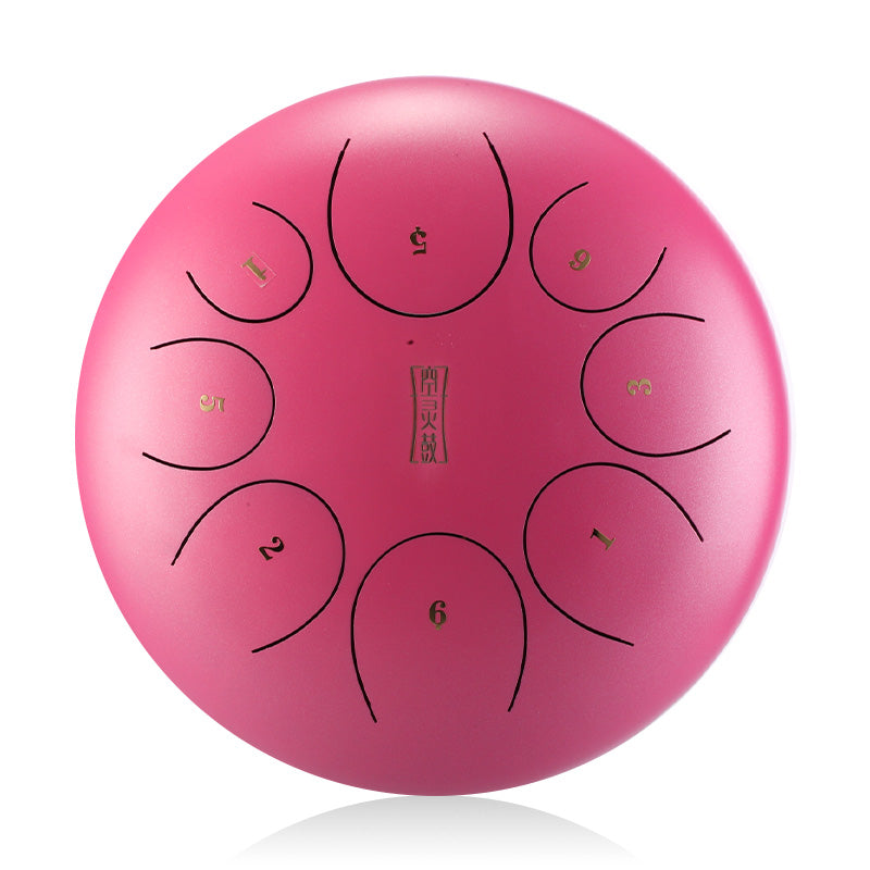 HUA SHU Stalowa trąbka z połyskującym stopem 8 cali 8 nut F-dur do yoga - okrągła trąbka z językiem