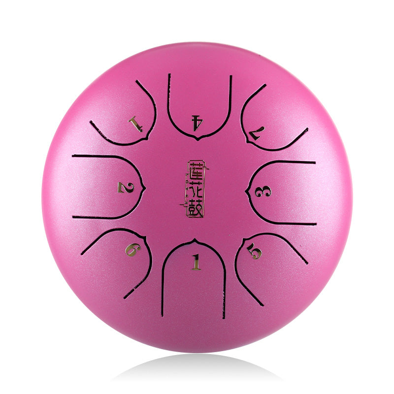 HUASHU Dzwon zębaty z stali węglowej 6 cali 8 nut C-dur do medytacji - Dzwon zębaty lotosowy z pionowym wzorem